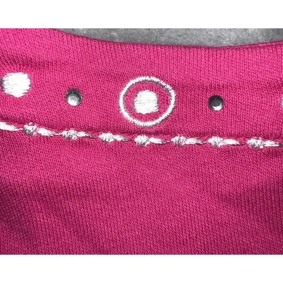 JM Collection Women’s L Beaded Embroidered V Neck Cotton Tunic Top Pink - Picture 12 of 13